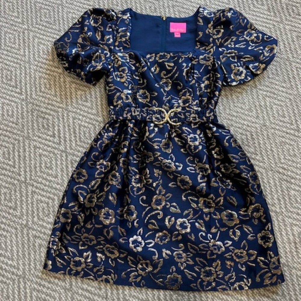 Lilly Pulitzer Navy And Gold Kasslyn Dress